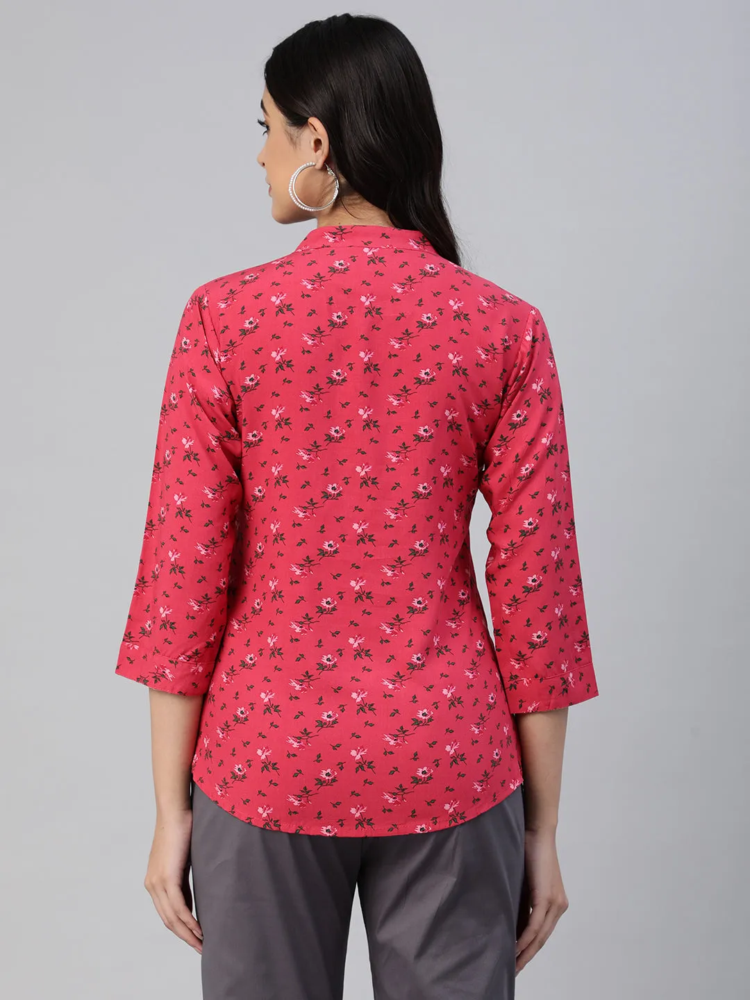 Pink Printed Woven Rayon Tunic #431