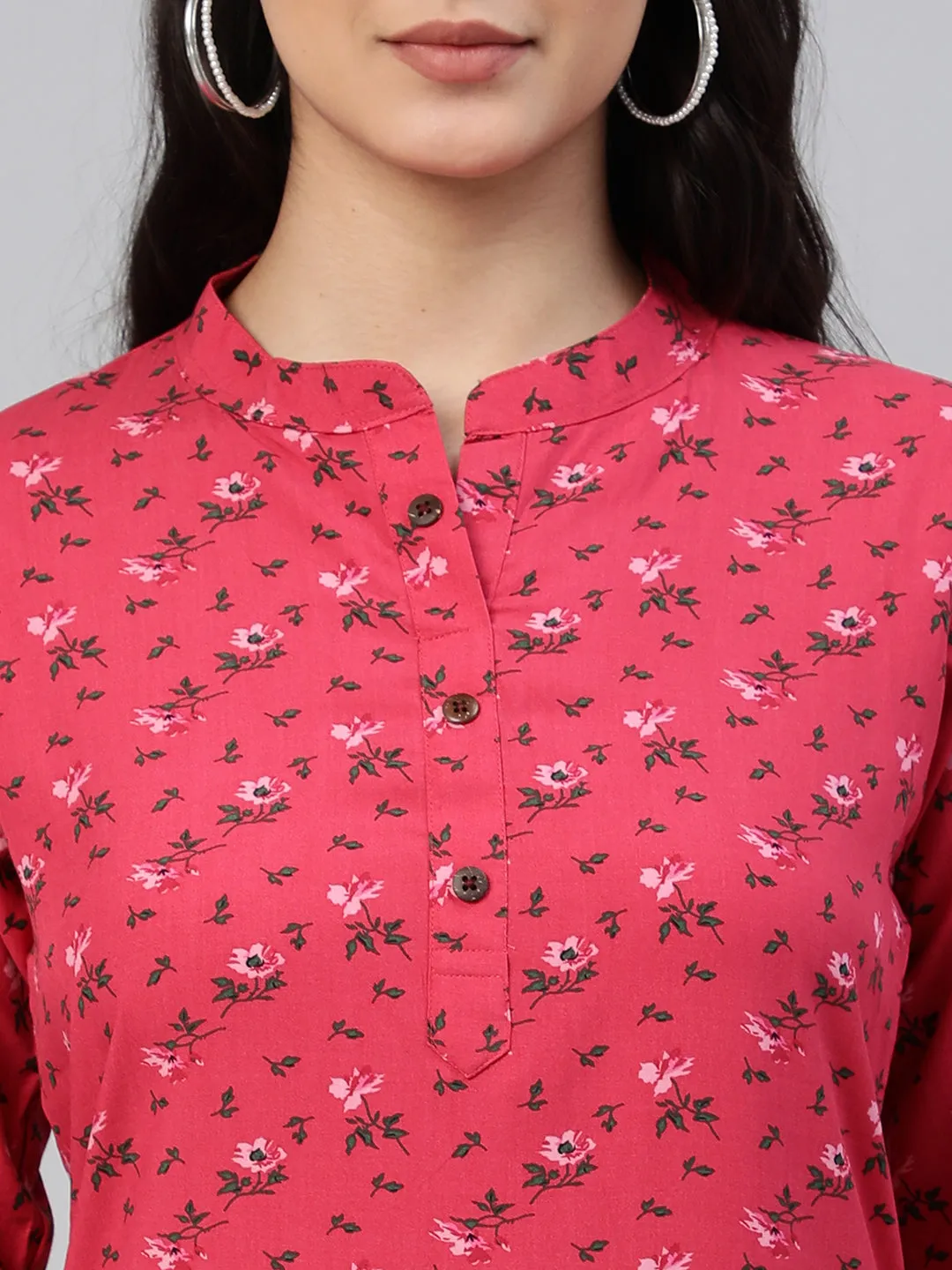 Pink Printed Woven Rayon Tunic #431