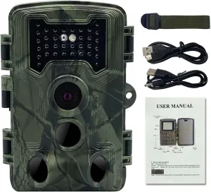 PINNKL Outdoor Trail Camera with Night Vision, 0.2s Trigger Motion Activated Hunting Camera, IP66 Waterproof, 36MP 1080P, 120°Wide-Angle, 34pcs 940nm IR LEDs for Wildlife Monitoring