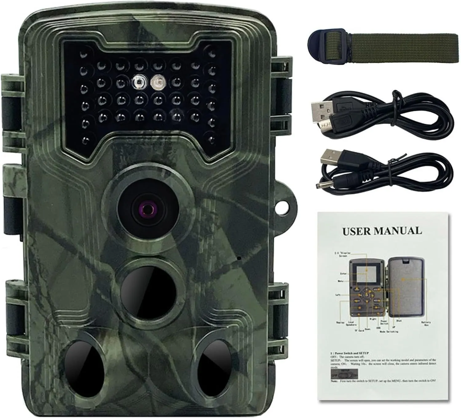 PINNKL Outdoor Trail Camera with Night Vision, 0.2s Trigger Motion Activated Hunting Camera, IP66 Waterproof, 36MP 1080P, 120°Wide-Angle, 34pcs 940nm IR LEDs for Wildlife Monitoring