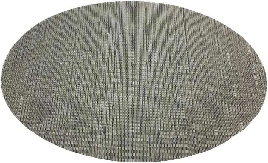 Placemats,Red-A Imitation Bamboo Oval Woven Vinyl Heat Resistant Placemats Washable Table Mats for Kitchen Table Set of 6,Silver Gray