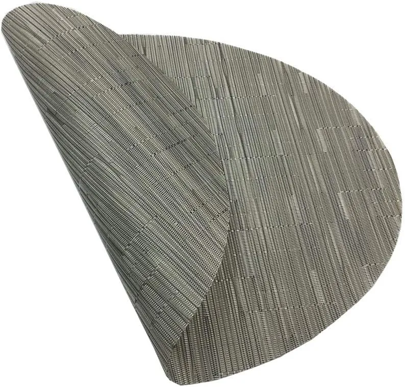 Placemats,Red-A Imitation Bamboo Oval Woven Vinyl Heat Resistant Placemats Washable Table Mats for Kitchen Table Set of 6,Silver Gray