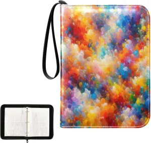 Plain Colorful Painting Binder Card Holder, Binder with Zipper with Sleeves Card Book Holder for Trading Cards