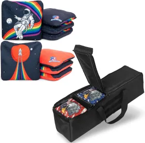 Play Platoon Set of 8 Spaceman/Rocket Cornhole Bags & Duffel Carrying Bag