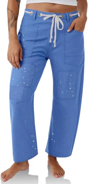 PLNOTME Womens Baggy Barrel Horseshoe Jeans Wide Leg Patchwork Low Rise Denim Pants with Pockets