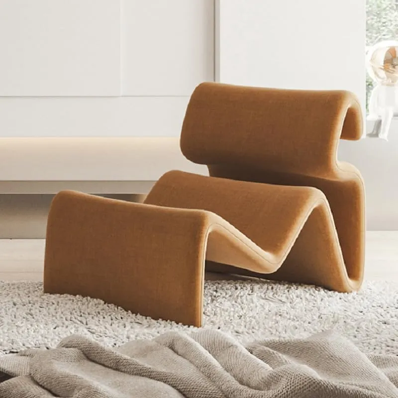 Plush Corduroy Lazy Lounge Chair Gothic Casual Lounge Chair Personalized Curved Leisure Chair (Pink,24.8 * 20.87 * 14.17 in)
