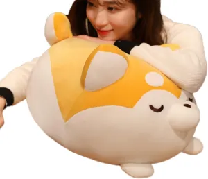 Plush Husky Stuffed Animal Dog Hugging Pillow Cuddly Plushie Toy Huggable Anime Husky Gifts for Kids and Lovers in Birthday, Valentine's (Yellow, 20 Inch)