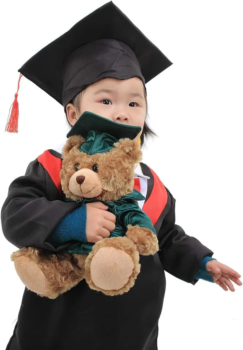 Plushland Bobcat Plush Stuffed Animal Toys Present Gifts for Graduation Day, Personalized Text, Name or Your School Logo on Gown, Best for Any Grad School Kids 12 Inches(Forest Green Cap and Gown)