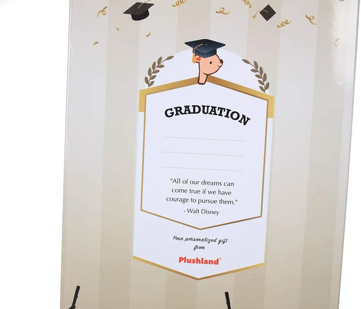 Plushland Fox Plush Stuffed Animal Toys Present Gifts for Graduation Day, Personalized Text, Name or Your School Logo on Gown, Best for Any Grad School Kids 12 Inches(Forest Green Cap and Gown)