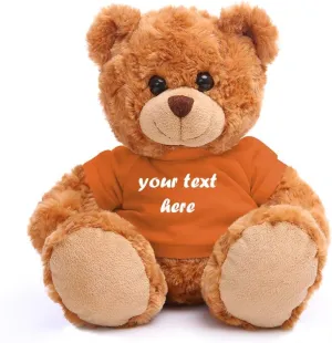 Plushland Teddy Bear 11 Inch, Stuffed Animal Personalized Gift - Great Present for Mothers Day, Valentine Day, Graduation, Birthday,Anniversary, get Well,Christmas (Mocha Bear, Orange)