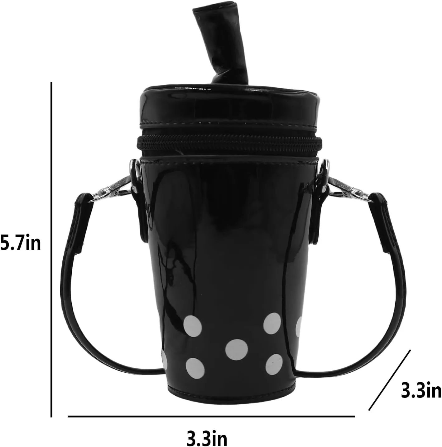 Polka Dot Milk Tea Cup Crossbody Bag for Women Girls Holographic Leather Shoulder Bag Fun Bucket Bag Cylinder Cup Purse