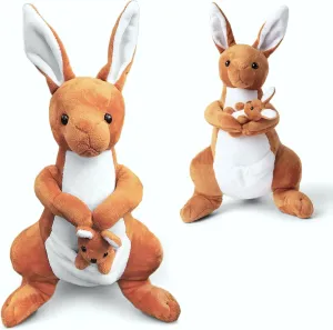 Porridge & Papaya Kangaroo Stuffed Animal | Cuddly Kangaroo Baby Stuffed Animal in Mama Kangaroo Plush | Soft Stuffed Kangaroo to Love | (11 Inch) Kangaroo with Joey (4 Inches)