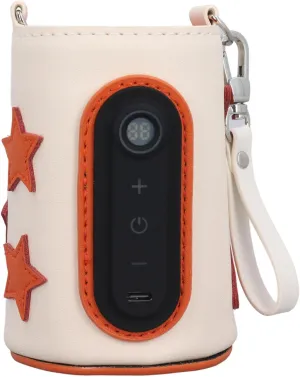 Portable Bottle Warmer Bag, Faux Leather, 26 Gears Temp Adjustable, Lightweight, with Intelligent Temperature Control, for Travel, Camping