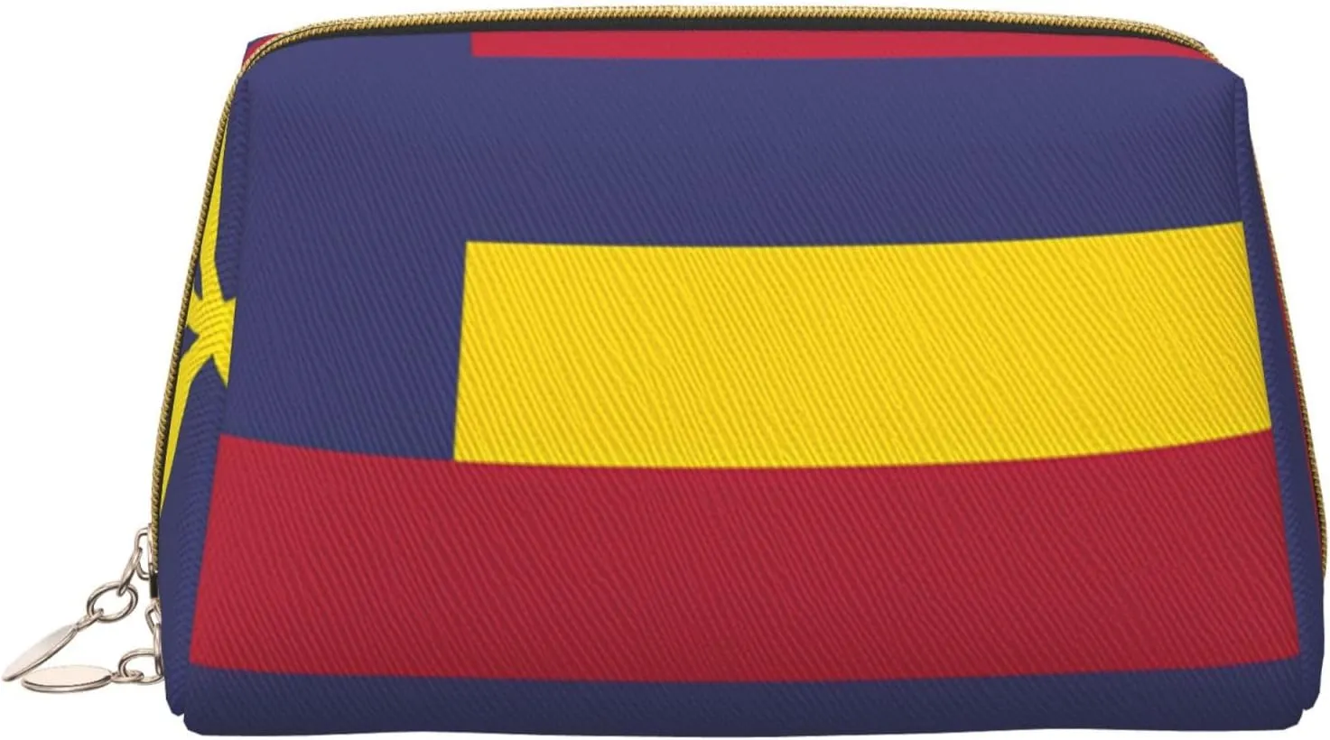 Portable Leather Makeup Bag for Women - Travel Cosmetic Organizer, Large Kingdom of Hawaii flag Print Makeup Pouch