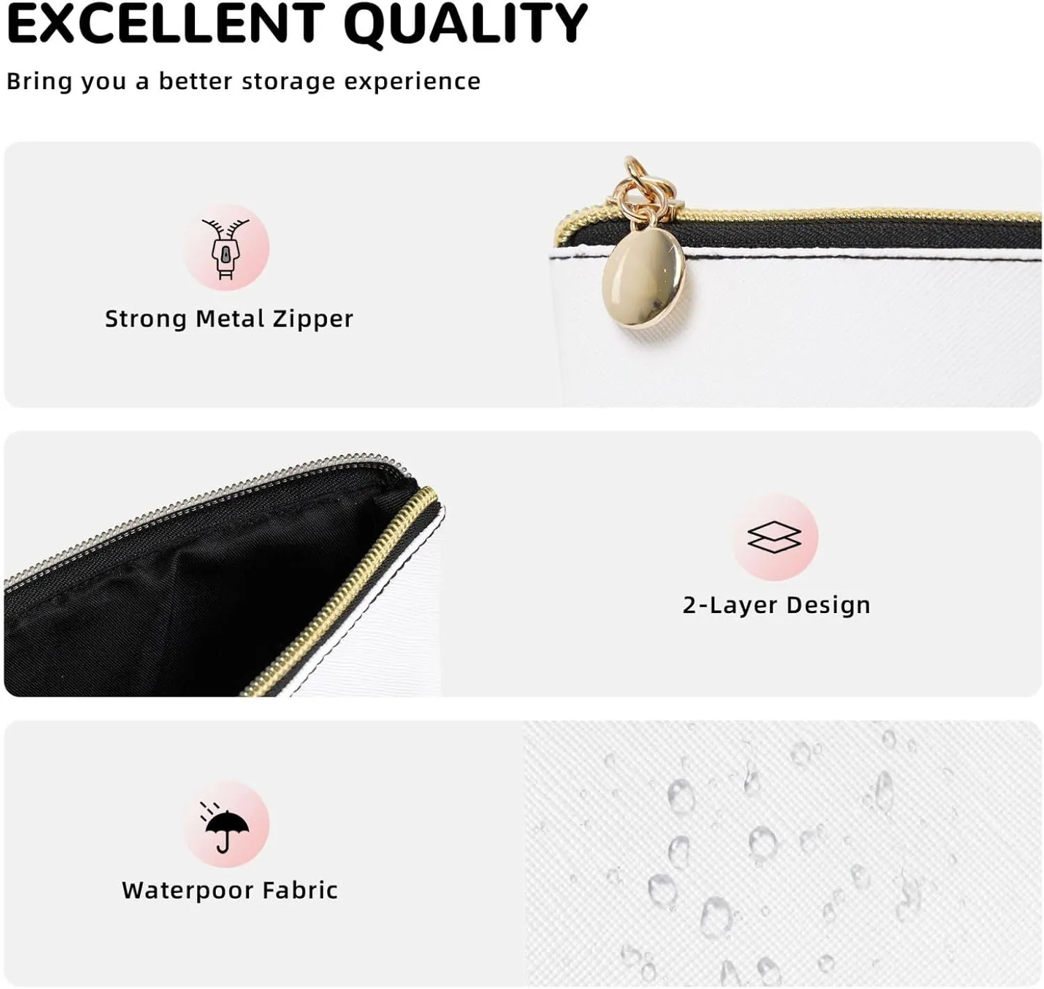 Portable Makeup Bag Zipper Pouch Travel Make up Organizer Bag Toiletry bag Water-resistant Aesthetic PVC Leather Cosmetic Bags for Women and Girls with Blue Leaf