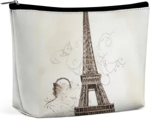 Portable Small Cosmetic Bag Cute Travel Makeup Bag Eiffel Tower Waterproof Toiletry Bag for Women