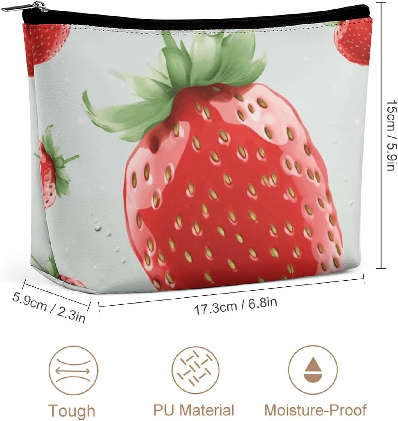 Portable Small Cosmetic Bag Cute Travel Makeup Bag Lovely Strawberry Waterproof Toiletry Bag for Women