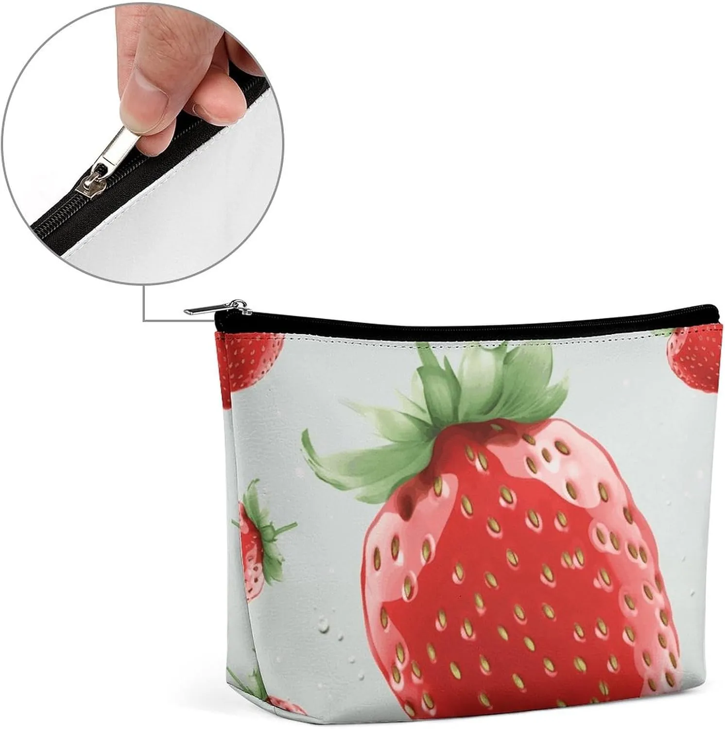Portable Small Cosmetic Bag Cute Travel Makeup Bag Lovely Strawberry Waterproof Toiletry Bag for Women