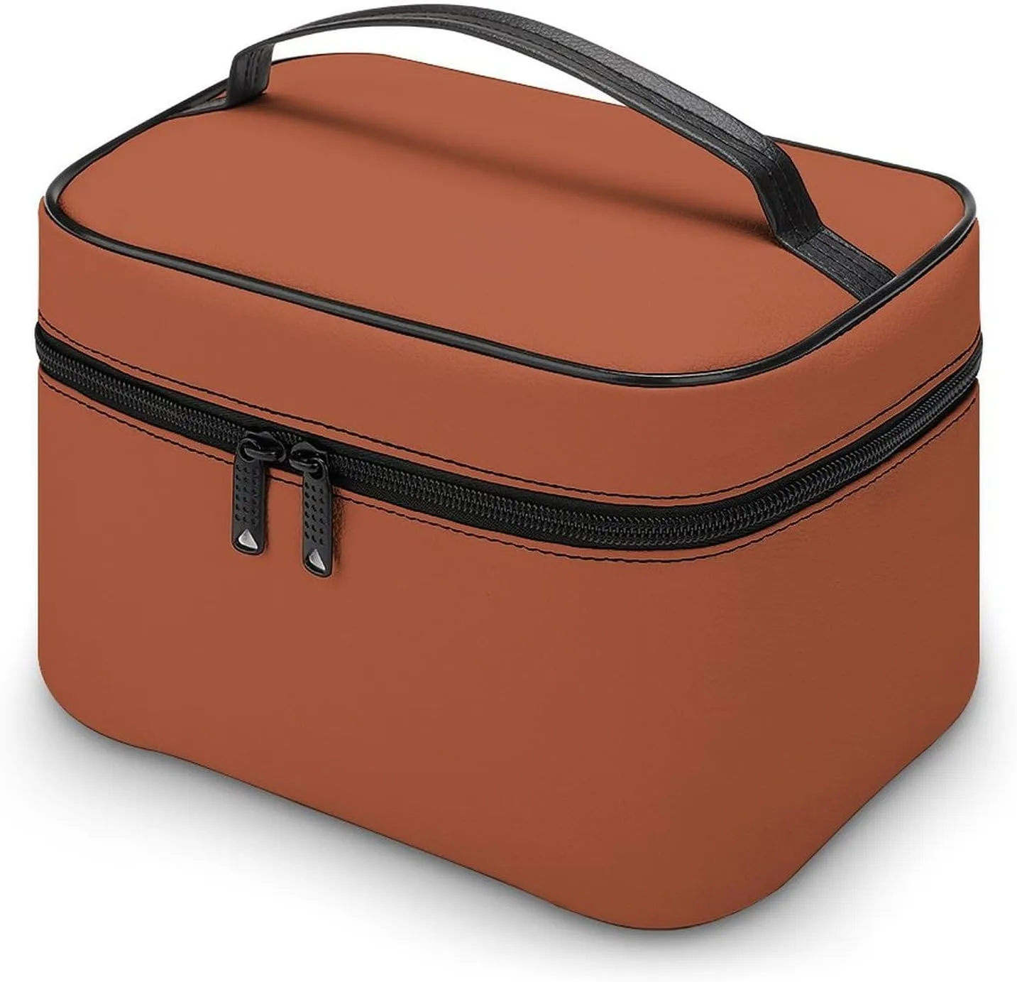 Portable Travel Makeup Bag, Trend Color Burnt Copper Cosmetic Case Zipper Toiletry Bag for Women Girls