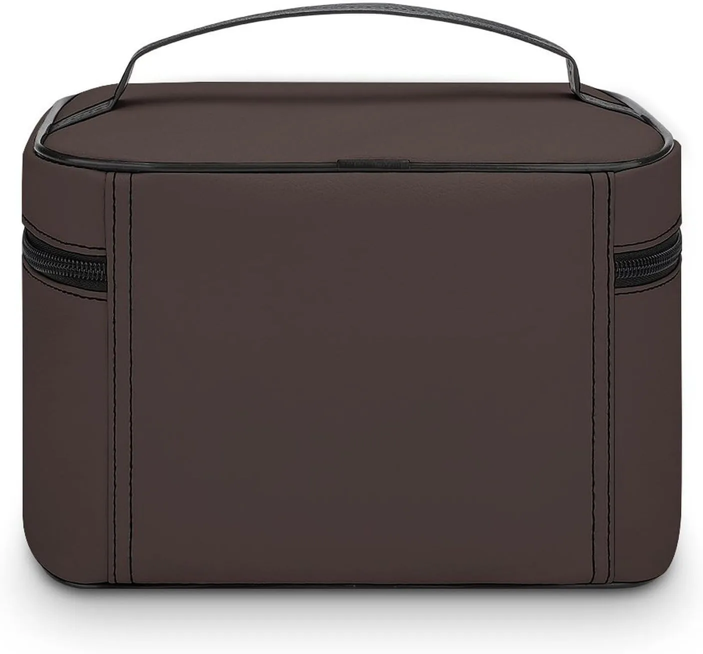 Portable Travel Makeup Bag, Trend Color Coffee Brown Cosmetic Case Zipper Toiletry Bag for Women Girls