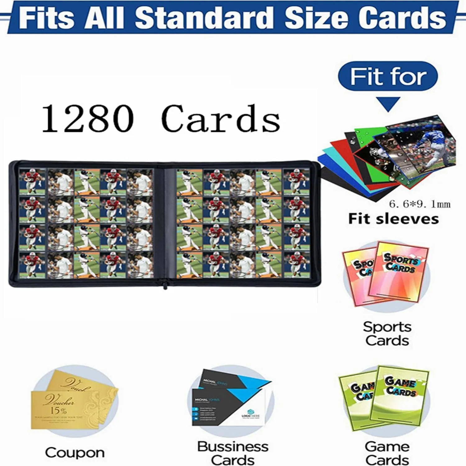 Premium 1280  Capacity 20-Pocket Side Loading Trading Card Binder, Ringless Acid-Free Pages for TCG, MTG, Sports Cards, Game & Collector Storage Album with Customizable Labels