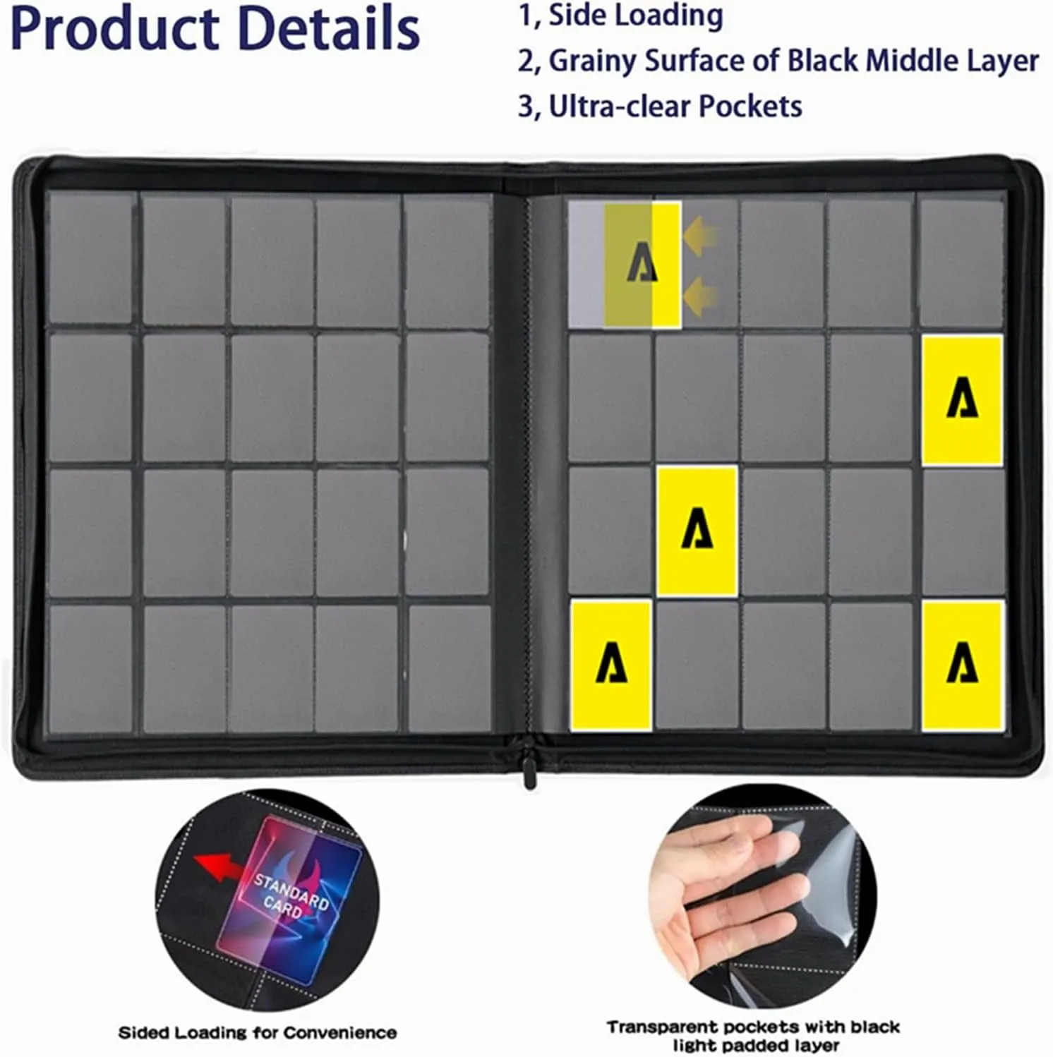 Premium 1280  Capacity 20-Pocket Side Loading Trading Card Binder, Ringless Acid-Free Pages for TCG, MTG, Sports Cards, Game & Collector Storage Album with Customizable Labels