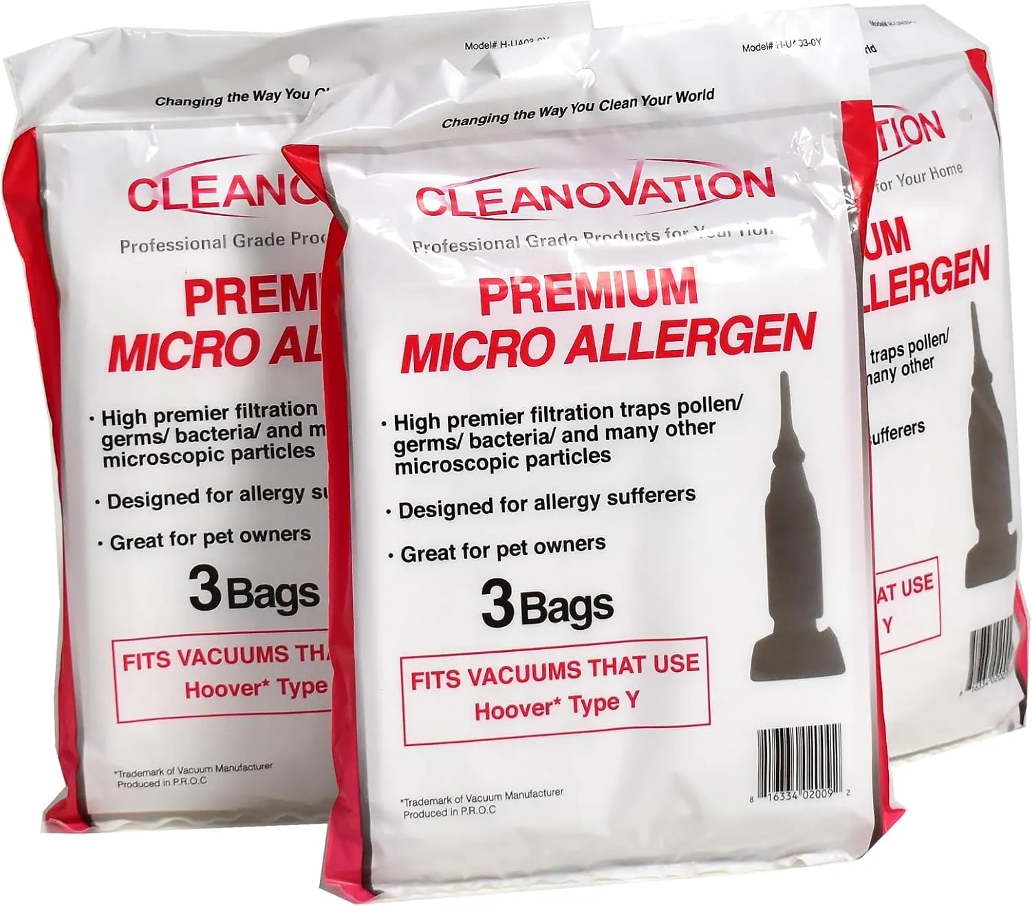 Premium Micro Allergen Vacuum Bags (9-Pack) | Compatible with Hoover Type Y Upright Vacuums | High-Filtration, Electrostatically Charged Disposable Bags