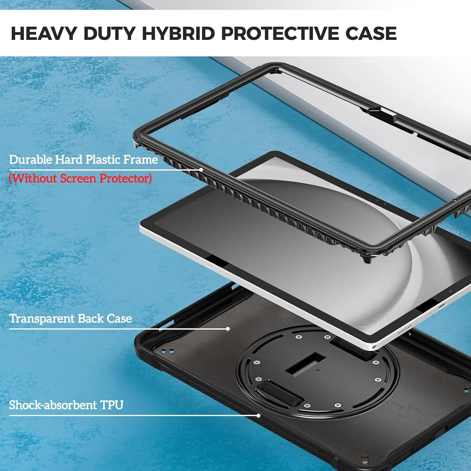 ProCase Kids Case for Galaxy Tab A9 Plus/A9  5G 11 Inch 2023 (SM-X210/X215/X216/X218), Heavy Duty Shockproof Rugged Protective Case Cover with Pen Holder Hand Shoulder Strap Kickstand -Black