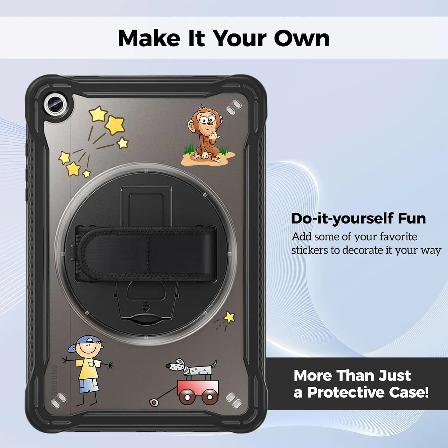 ProCase Kids Case for Galaxy Tab A9 Plus/A9  5G 11 Inch 2023 (SM-X210/X215/X216/X218), Heavy Duty Shockproof Rugged Protective Case Cover with Pen Holder Hand Shoulder Strap Kickstand -Black