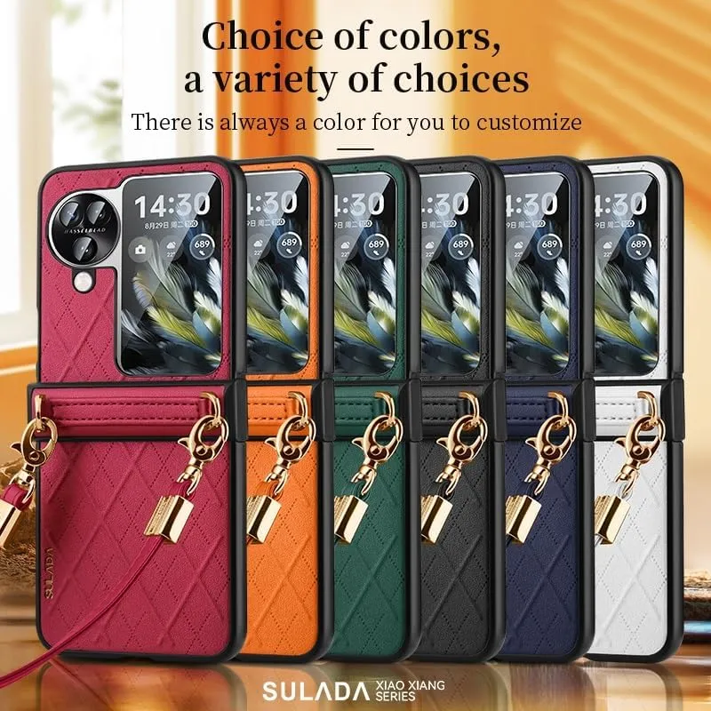 Protective Case Compatible with OPPO Find N3 Flip Flip Leather Case,Slim Phone Cover Case Drop Protection Shockproof Protective Cover with Shoulder Strap Compatible wit Find N3 Flip Case Shell Cover (