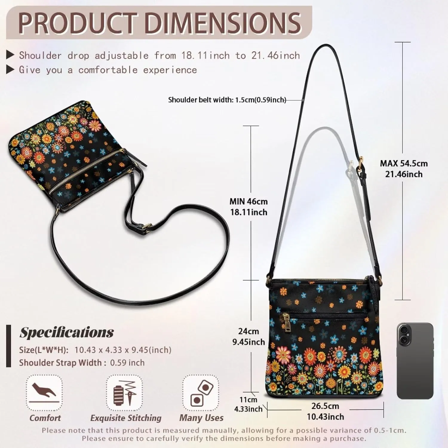 PU Crossbody Bags for Women Fashion Shoulder Purse Bag Travel Purse with Shoulder Strap for Shopping Dating
