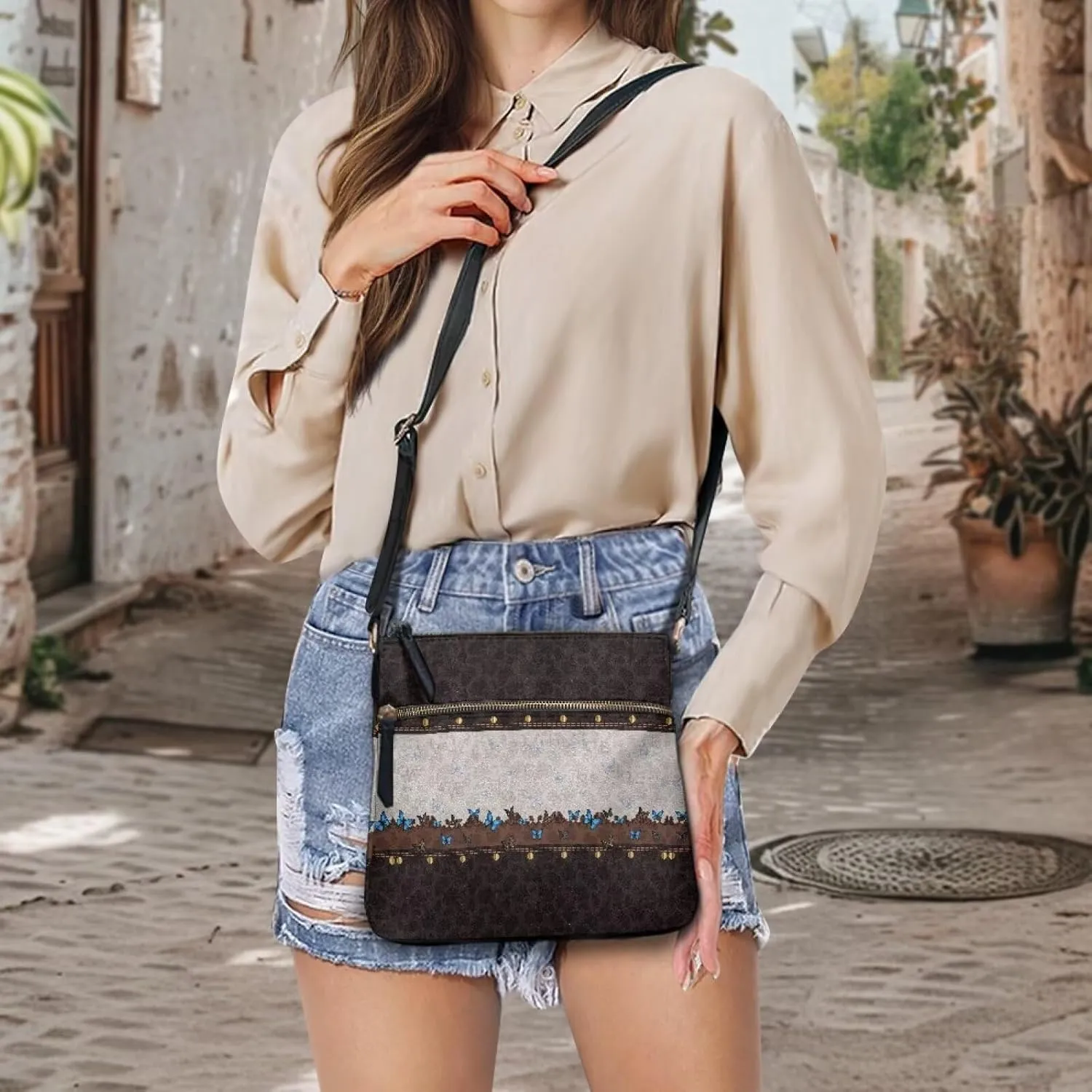 PU Crossbody Bags for Women Fashion Shoulder Purse Bag Travel Purse with Shoulder Strap for Shopping Dating