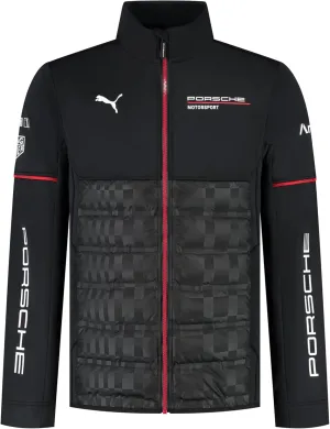 PUMA Porsche Motorsport Men's Team Hybrid Jacket with woven upper- and padded lower section for ultimate comfort - Black