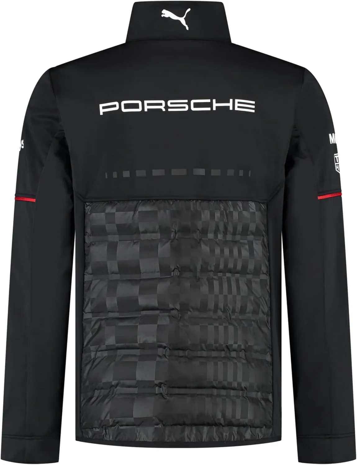 PUMA Porsche Motorsport Men's Team Hybrid Jacket with woven upper- and padded lower section for ultimate comfort - Black