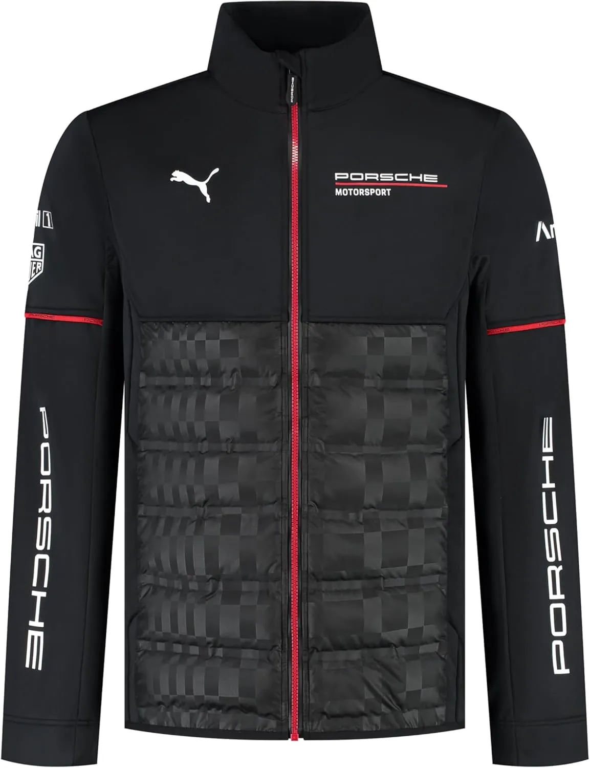 PUMA Porsche Motorsport Men's Team Hybrid Jacket with woven upper- and padded lower section for ultimate comfort - Black