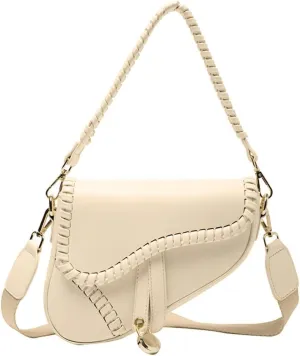 PURFANREE Women Trendy Saddle Shoulder Bag Clutch Purse Underarm Handbag Satchel HandBag Crossbody Bag
