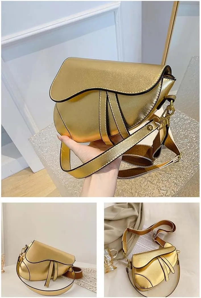 PURFANREE Women Trendy Small Clutch Purse Saddle Shoulder Bag Underarm Handbag Satchel HandBag Crossbody Bag