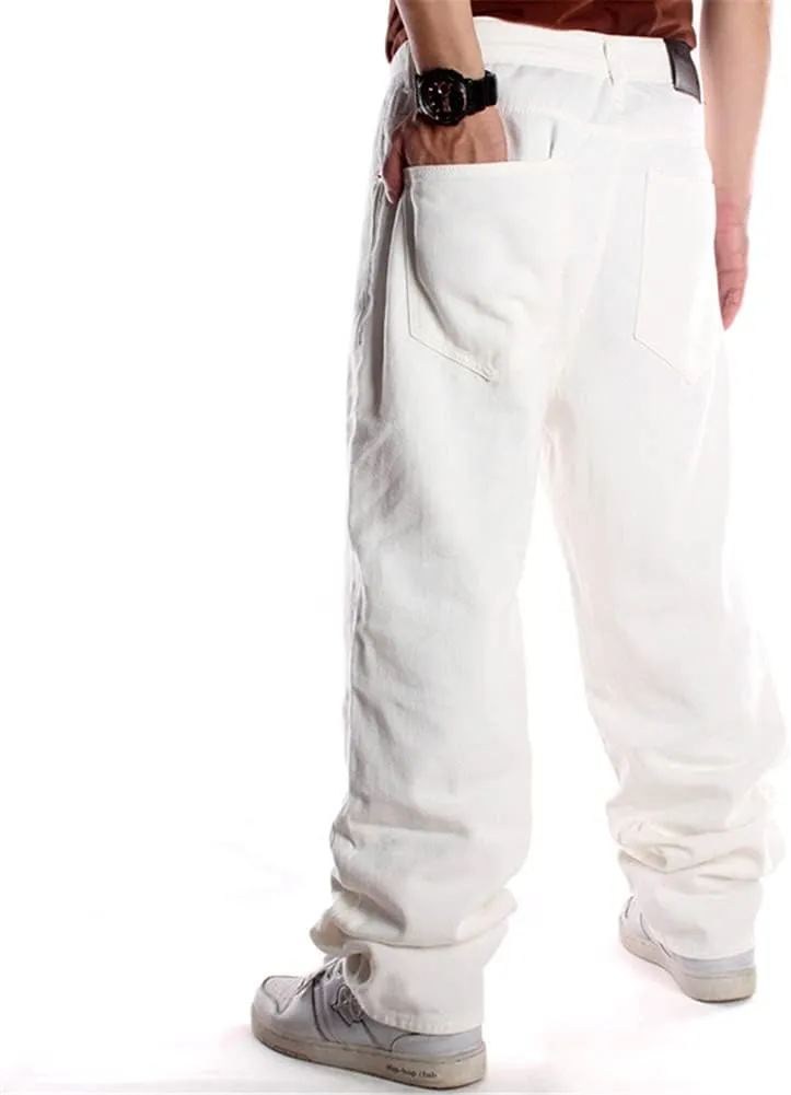 QBO Men's Vintage Graffiti Hip Hop Style Baggy Jeans Denim