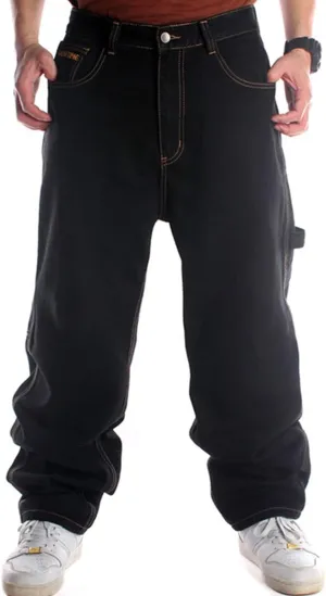 QBO Men's Vintage Graffiti Hip Hop Style Baggy Jeans Denim