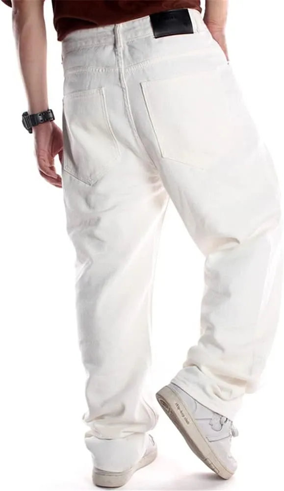 QBO Men's Vintage Graffiti Hip Hop Style Baggy Jeans Denim