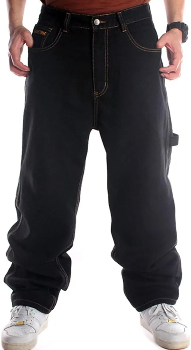 QBO Men's Vintage Graffiti Hip Hop Style Baggy Jeans Denim