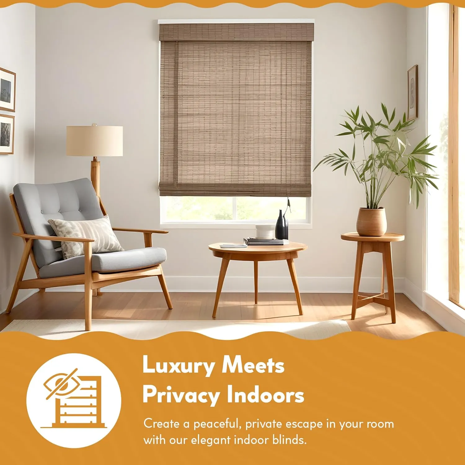 Radiance Cordless Bamboo Roman Shades for Windows - Flatstick Bamboo Blinds for Semi-Private Light Control - Easy to Lift & Fold Up Window Shades - Driftwood - 28.5 in. W x 64 in. L - (2216604E)