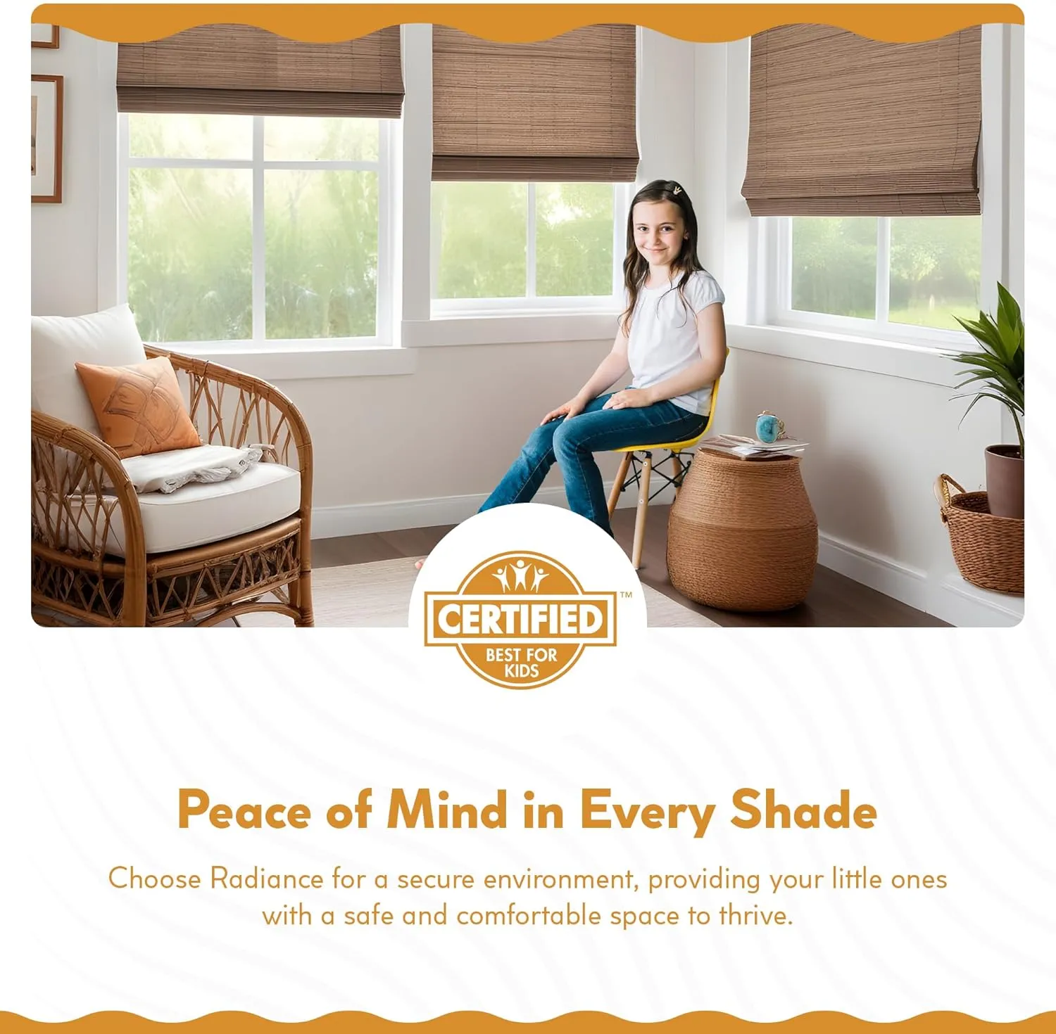 Radiance Cordless Bamboo Roman Shades for Windows - Flatstick Bamboo Blinds for Semi-Private Light Control - Easy to Lift & Fold Up Window Shades - Driftwood - 28.5 in. W x 64 in. L - (2216604E)
