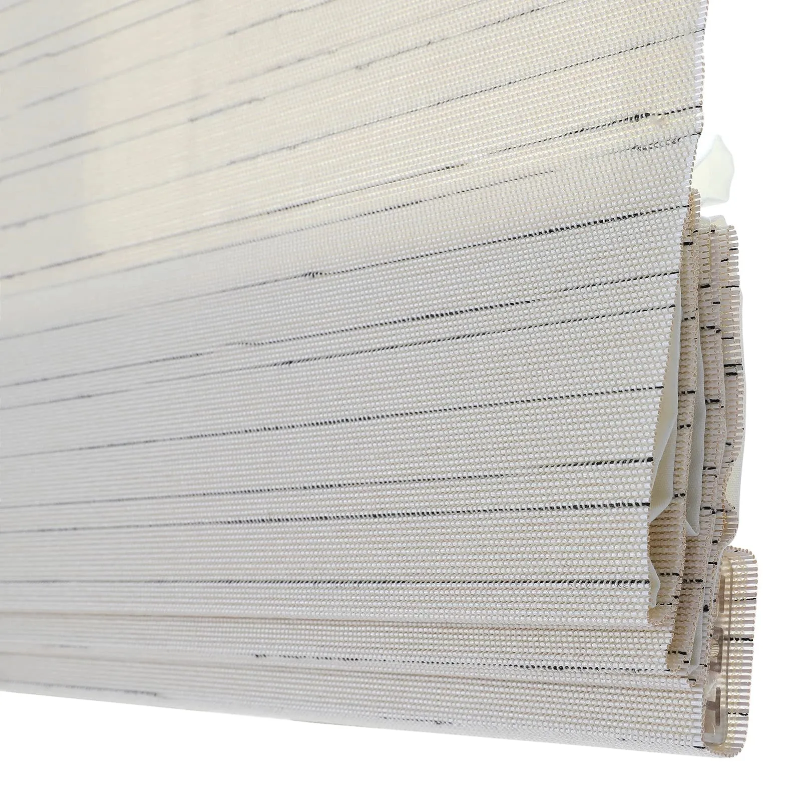 Rain Neutral Flax Woven Wood Shade - Pearl White