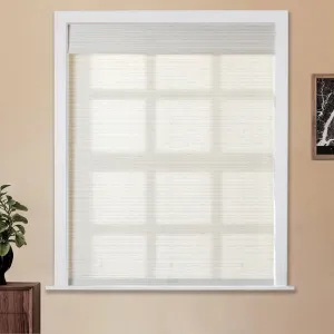 Rain Neutral Flax Woven Wood Shade - Pearl White