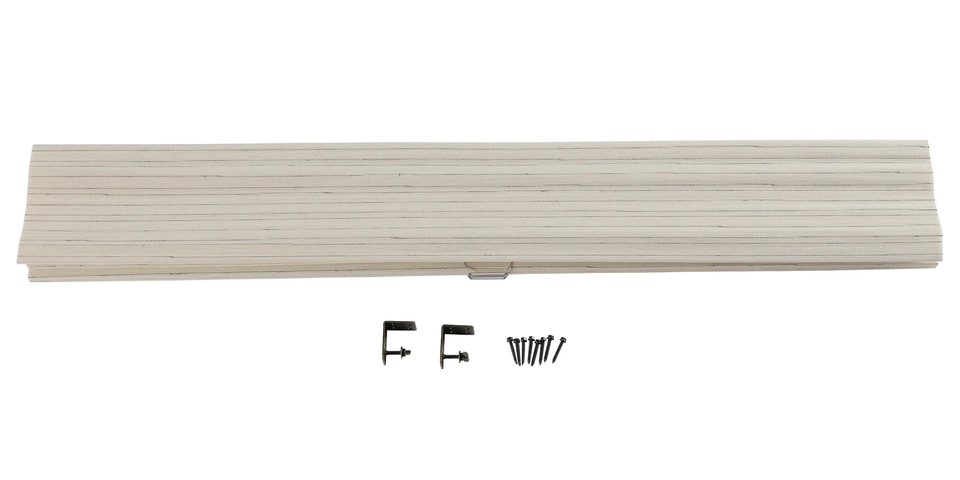 Rain Neutral Flax Woven Wood Shade - Pearl White