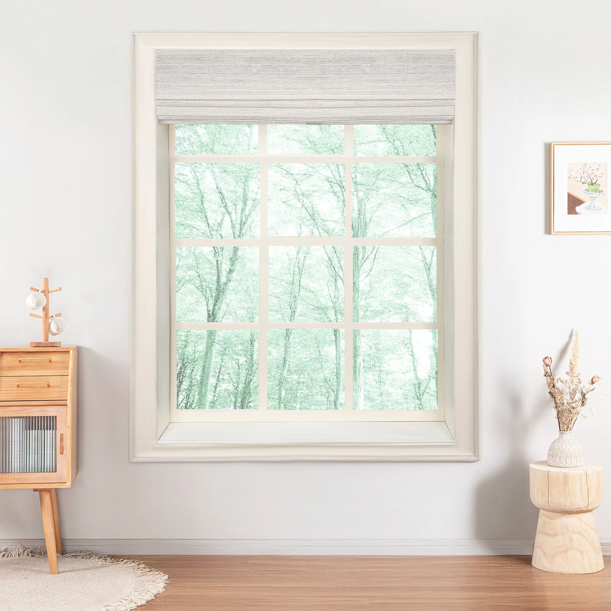 Ramie Woven Bamboo Blinds & Shades Top Down Bottom Up | Beige White