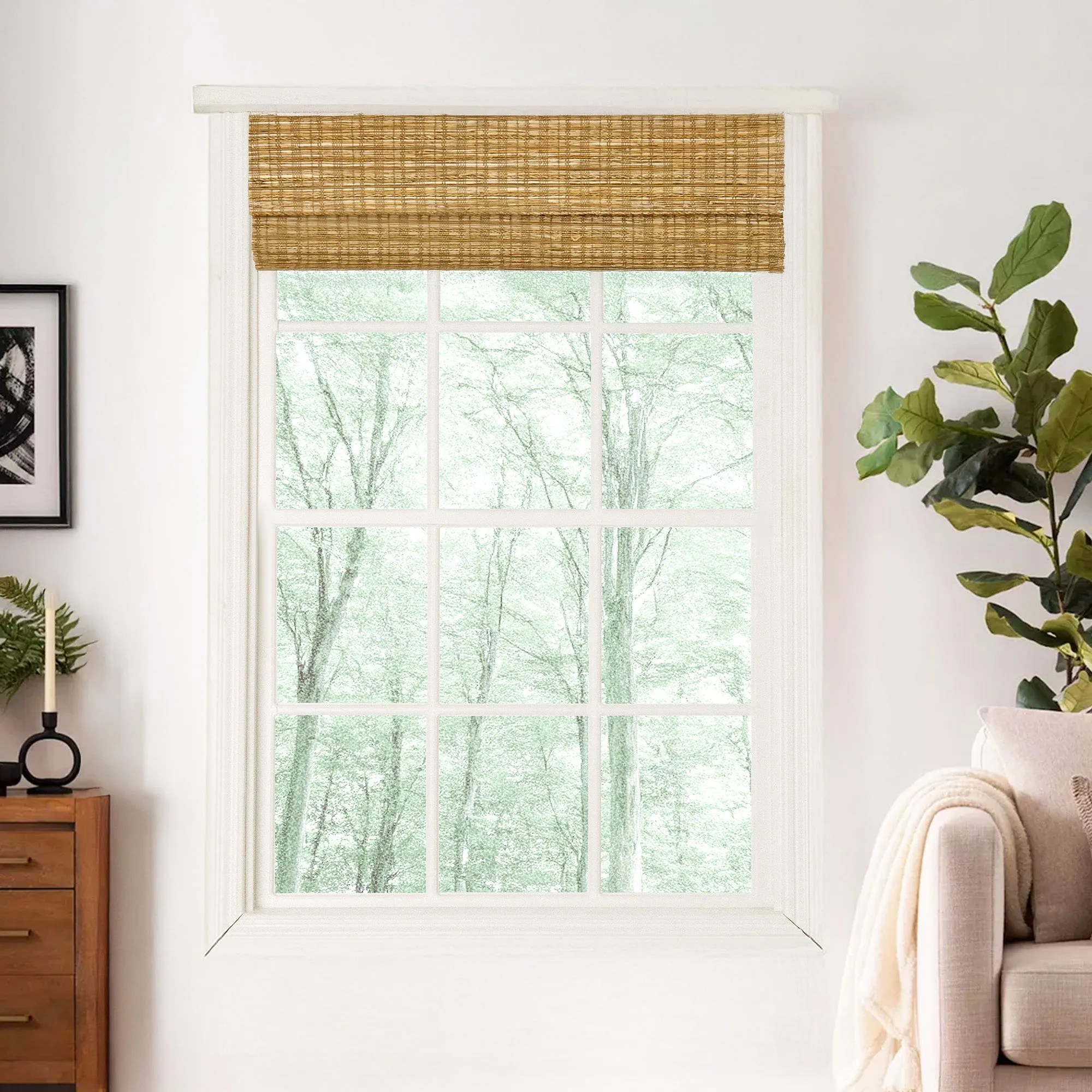 Ramie Woven Bamboo Blinds & Shades Top Down Bottom Up | Cinnamon