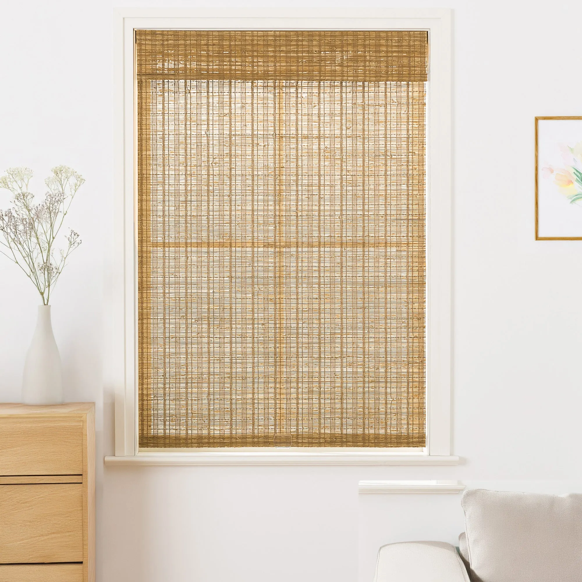 Ramie Woven Bamboo No-Drill Blinds & Shades | Cinnamon