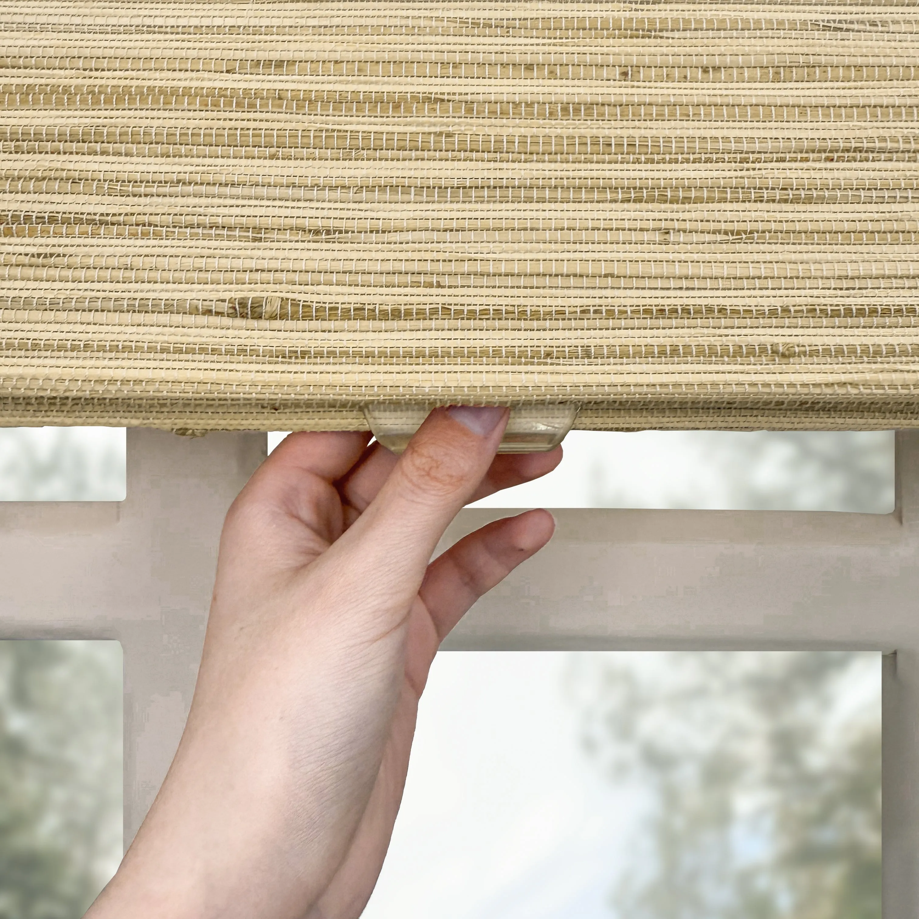 Ramie Woven Bamboo No-Drill Blinds & Shades Top Down Bottom Up| Beige Brown